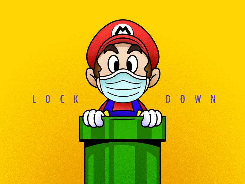 Super Mario / Covid pandemic virus illustration lockdown coronavirus covid19 covid mask super mario mario