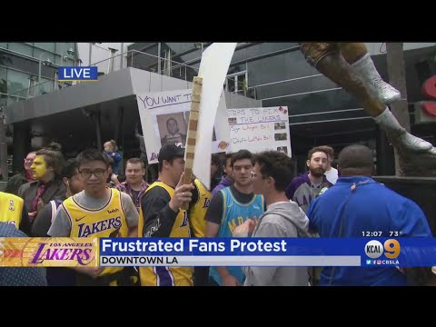 We Want Another Superstar': Lakers Fans Stage Protest Outside Staples Center  - YouTube