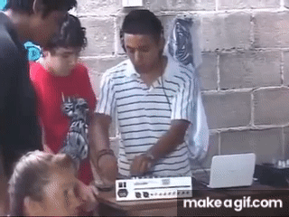 The worst DJ fail ever - Notice mixer is not plugged in on Make a GIF