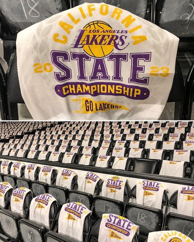 Lakers have California State Championship shirts for Game 3 : r/lakers