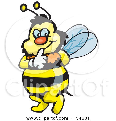 34801-Clipart-Illustration-Of-A-Bumble-Bee-Character-Touching-His-Lips-To-Shush-Someone-While-Tip-Toeing.jpg