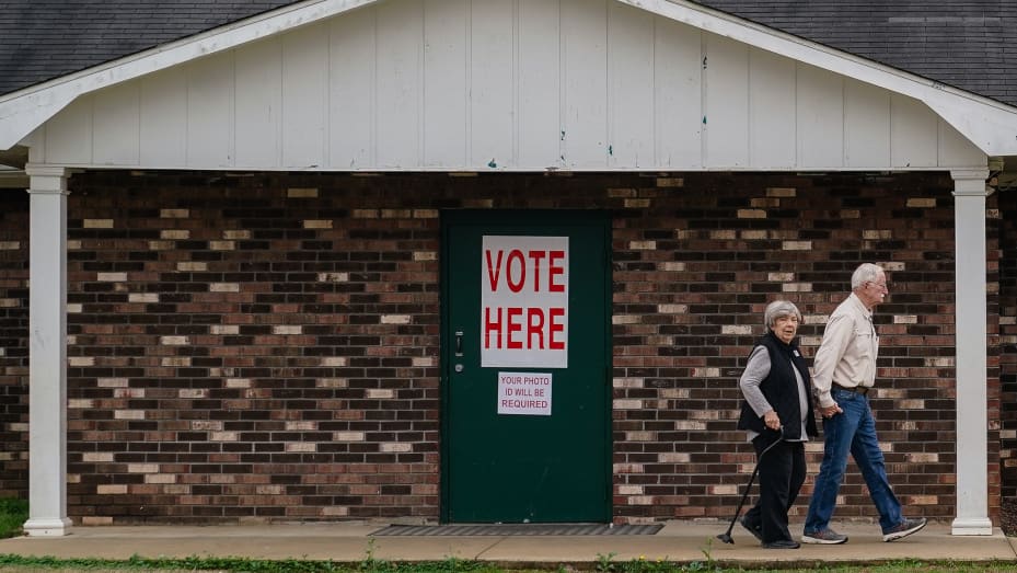OXFORD, ALABAMA - MARCH 5: Voters enter a polling location to cast their ballots in the state's primary on March 5, 2024 in Oxford, Alabama. 15 States and one U.S. Territory hold their primary elections on Super Tuesday, awarding more delegates than any other day in the presidential nominating calendar. (Photo by Elijah Nouvelage/Getty Images)
