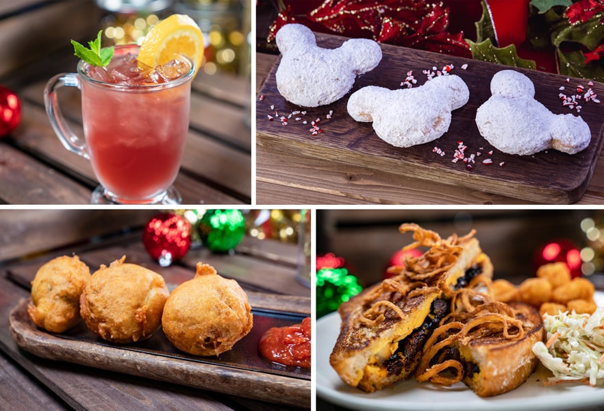 Collage of New Orleans Square Offerings for Holidays 2019 at Disneyland Park