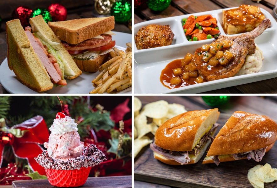 Collage of Main Street U.S.A. Offerings for Holidays 2019 at Disneyland Park