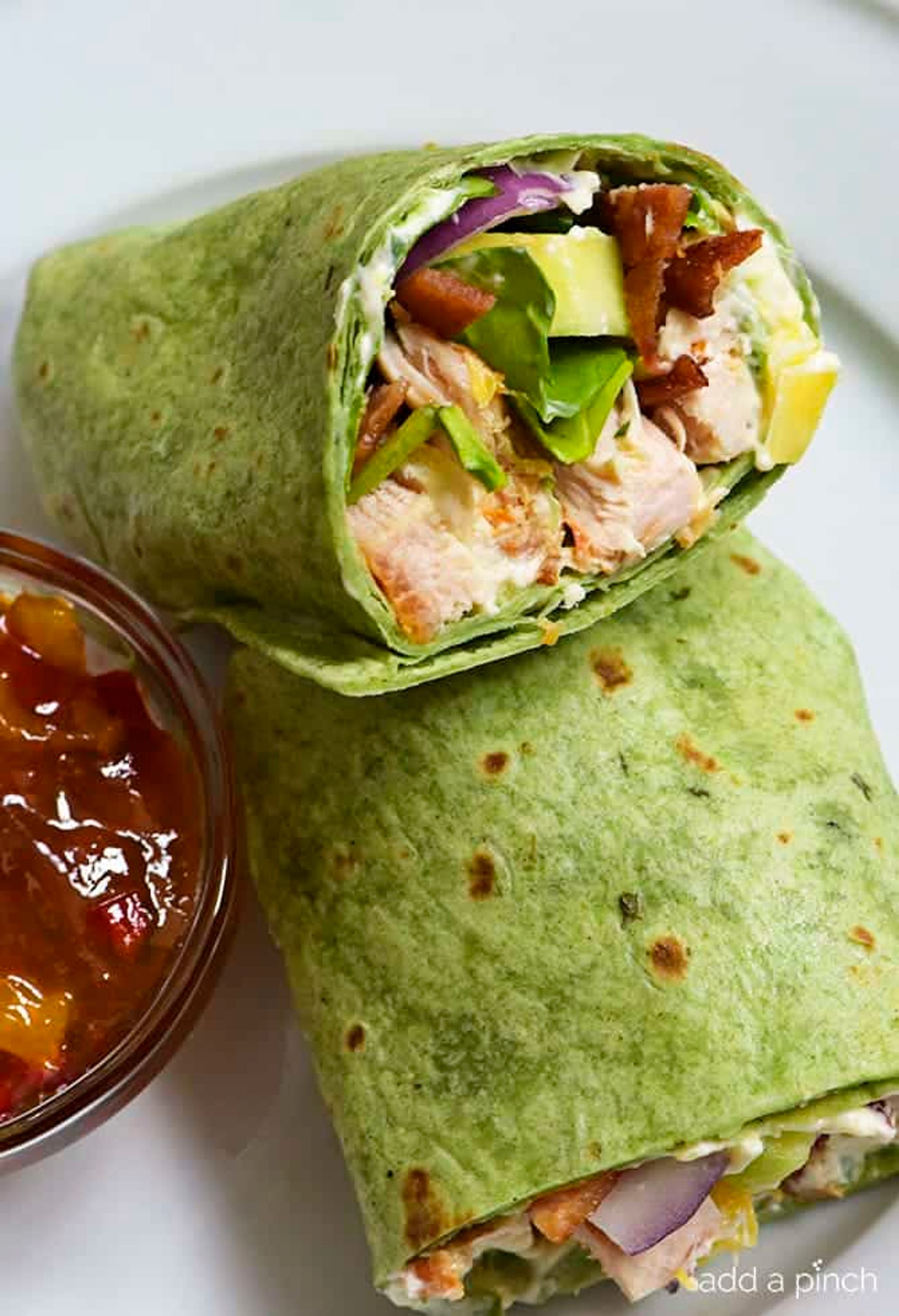 Sweet and Spicy Chicken Wraps Recipe - Add a Pinch - My Recipe Magic