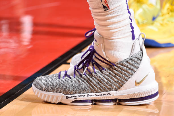 the-sneakers-of-lebron-james-of-the-los-angeles-lakers-are-seen-the-picture-id1072886814