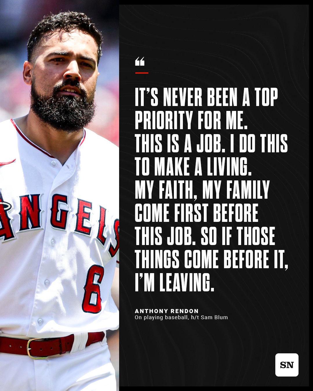 The Sporting News on X: Anthony Rendon says baseball has never been a top  priority for him. https://t.co/8VujWbGi8i / X