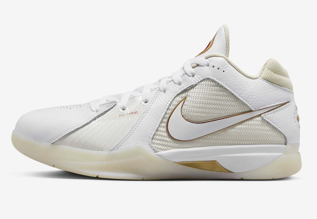 Nike KD 3 White Gold DZ3009-100 Release Date Lateral