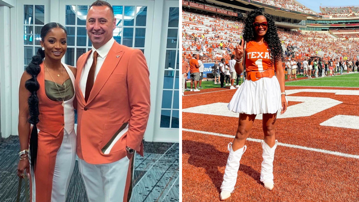 loreal-and-steve-sarkisian-in-orange-and-white-outfits-right-loreal-wearing-a-ut-jersey-white-skirt-and-white-boots.png